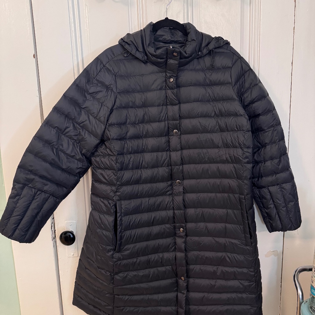 Black Down Puffer Coat From Lands End - Xl